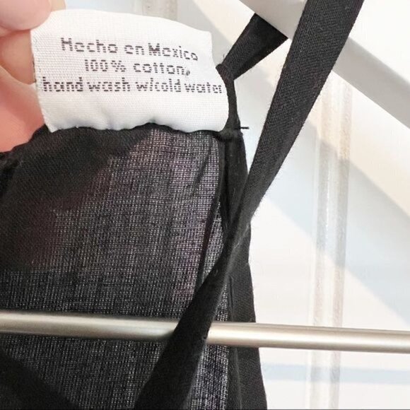 Regina Donde 100% Cotton Bohemian Maxi Dress Swim Coverup Beach Resortwear Black - Picture 5 of 8